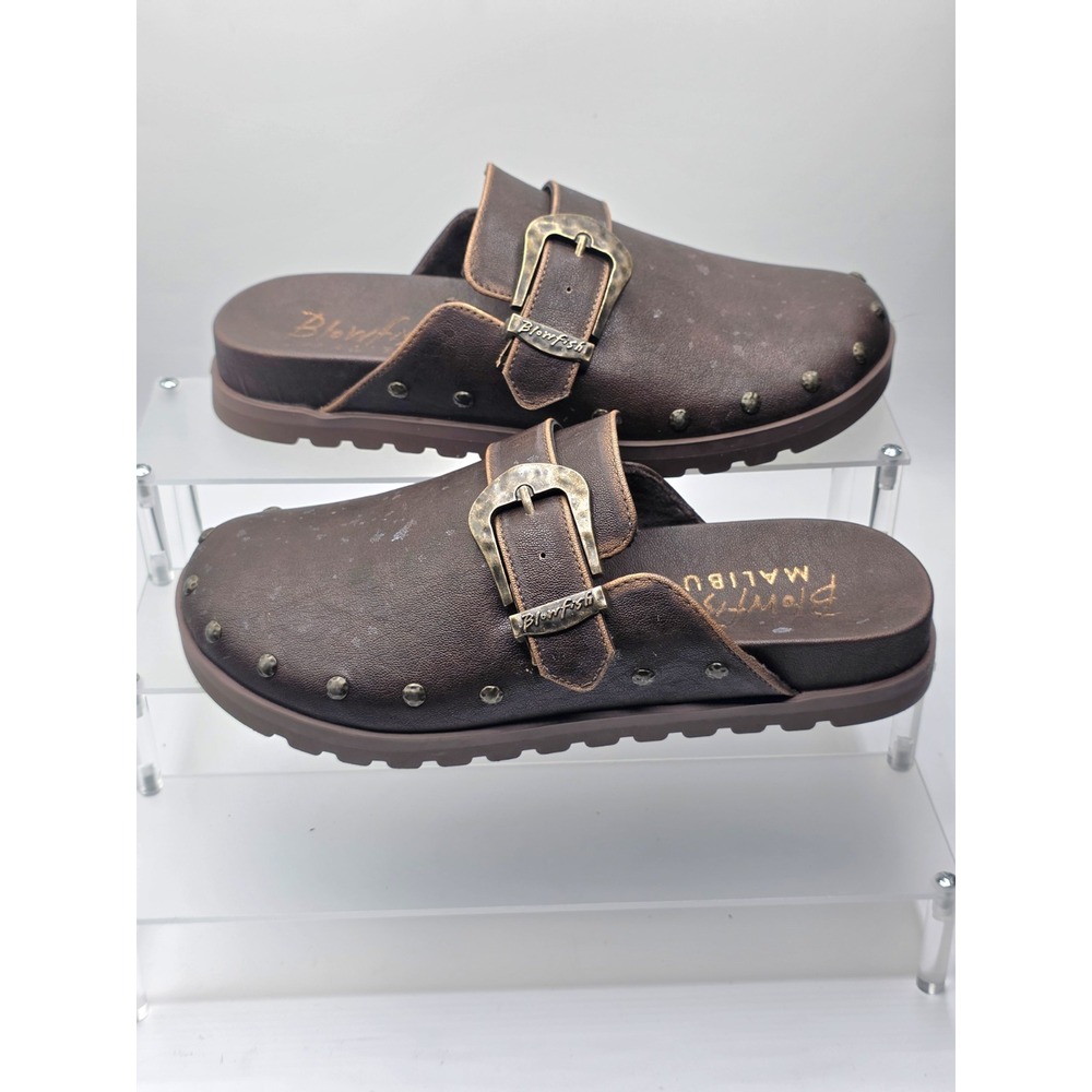 Blowfish Malibu Skylar Clogs Distressed Brown Women's 8.5M Western Slip-on Mules